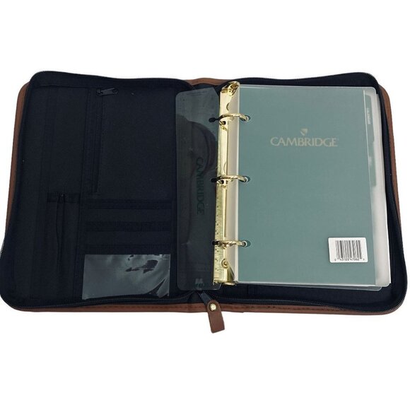 CAMBRIDGE Planner Organizer Zip Around Binder 8x10.25" Vintage w/ some Inserts - Picture 2 of 10